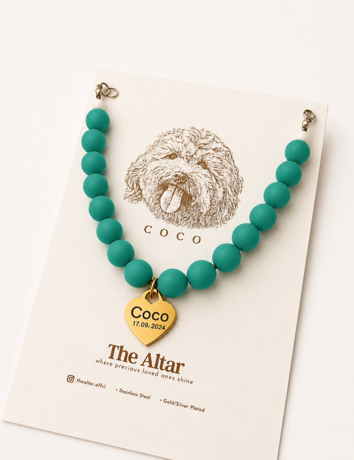 Little Paws Beaded Necklace | Personalised Dog Name & Contact Number