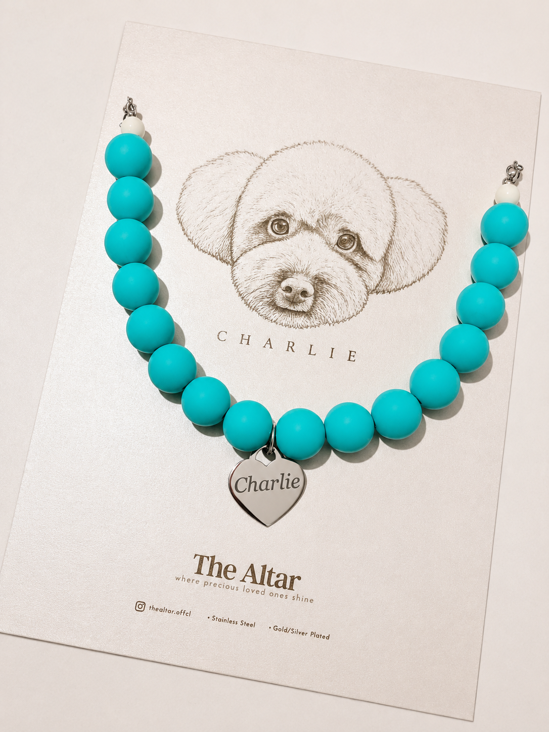 Little Paws Beaded Necklace | Personalised Dog Name & Contact Number